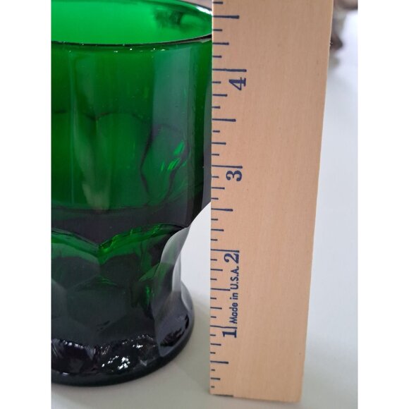 Anchor Hocking Georgian Forest Green Glass Goblet 4.5" Vintage Drinking Glass - Picture 6 of 7
